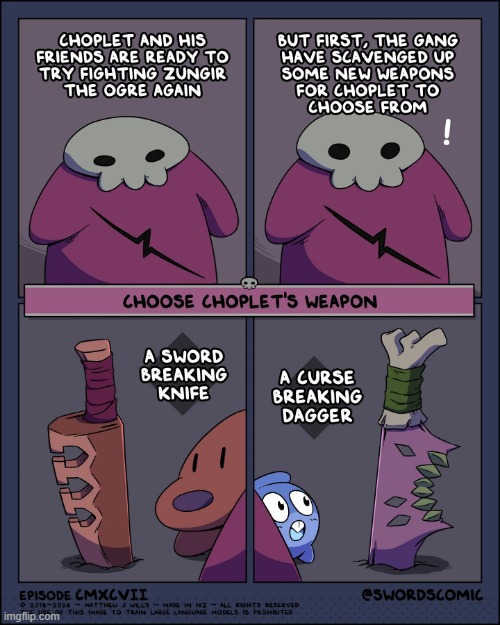 Which weapon do you think Choplet should wield? Comment down below! (No dual wielding allowed.) | image tagged in monster,ogre,weapons,breaking,swords,curses | made w/ Imgflip meme maker