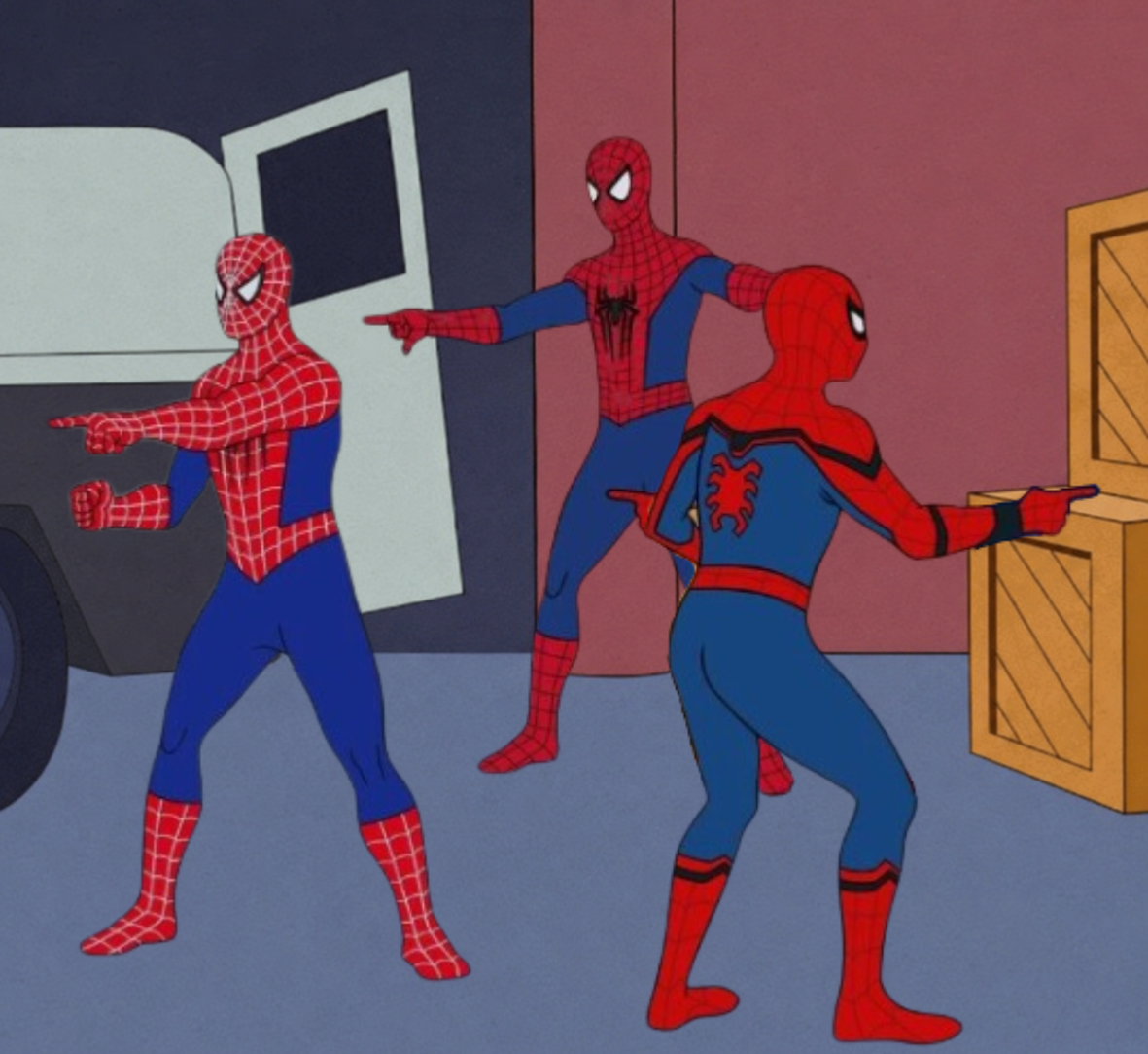 spiderman different directions Blank Meme Template