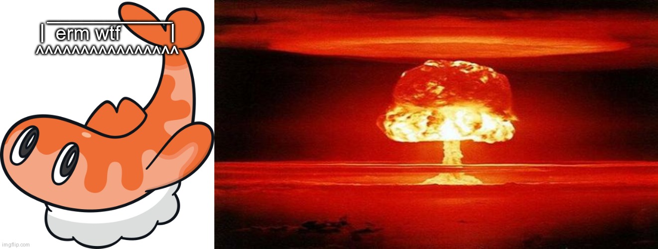 ___________
|  erm wtf         |
^^^^^^^^^^^^^^^^ | image tagged in tatsugiri 2 curly form,atomic bomb | made w/ Imgflip meme maker
