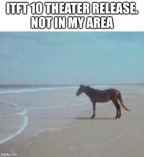 SIIIGH, there are theaters in Maryland, but NONE that are less than an hour away where indie shows release | ITft 10 theater release.
not in my area | image tagged in man horse water,itft,movie theater | made w/ Imgflip meme maker