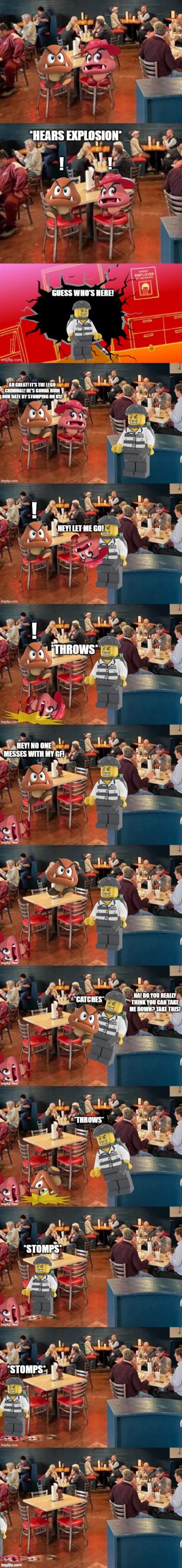 The Attack on Baton Rouge + Indy 500 + Coke 600 (Part 22: Lego Criminal attacks a Restaurant) | made w/ Imgflip meme maker