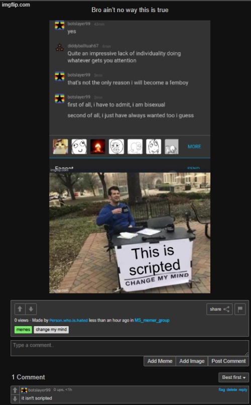 A now deleted comment from botslayer | made w/ Imgflip meme maker