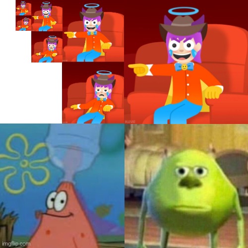 I may be running out of ideas at this point. | image tagged in emojini laughing then bored,the great emojini,emojini,patrick,mike wazowski,bruh | made w/ Imgflip meme maker