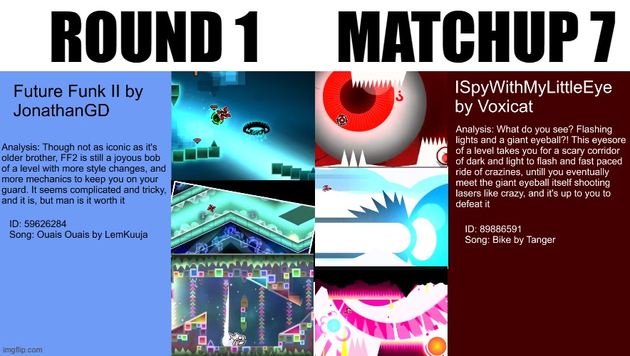(Heliopoliscopter) Round 7: Funky Future the Sequel vs. Giant Eyeball Monster | Round 1; Matchup 7 | made w/ Imgflip meme maker