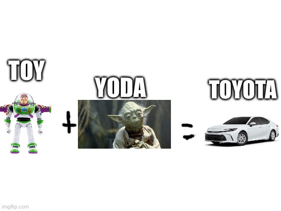 Smort | Yoda; Toy; Toyota | image tagged in blank white template,memes | made w/ Imgflip meme maker