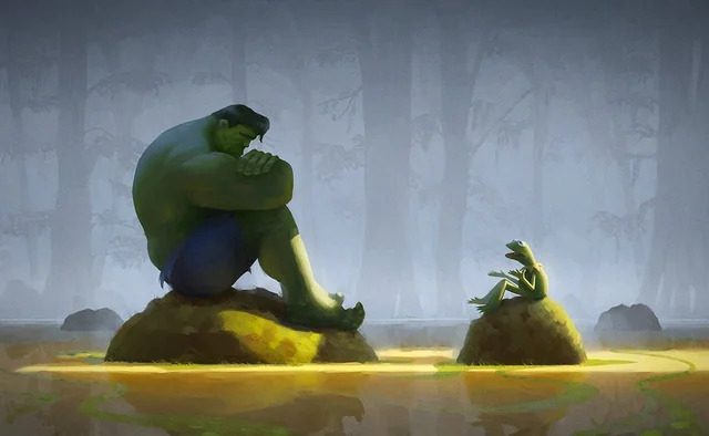 Hulk and Kermit Blank Meme Template