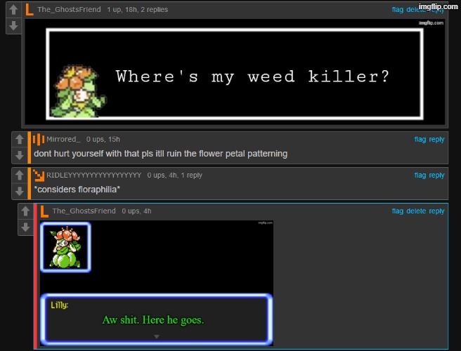 Ridley really considered banging a plant. | image tagged in comments | made w/ Imgflip meme maker