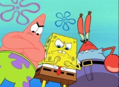 Patrick star spongebob squarepants and mr krabs gets angry Blank Meme Template