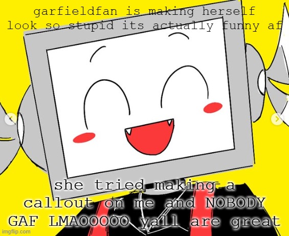 BUTCHER VANITY ICY | garfieldfan is making herself look so stupid its actually funny af; she tried making a callout on me and NOBODY GAF LMAOOOOO yall are great | image tagged in butcher vanity icy | made w/ Imgflip meme maker