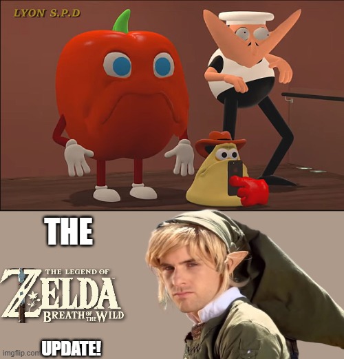 huh??? | the; update! | image tagged in vigilante pepper man and fake peppino looking at something | made w/ Imgflip meme maker