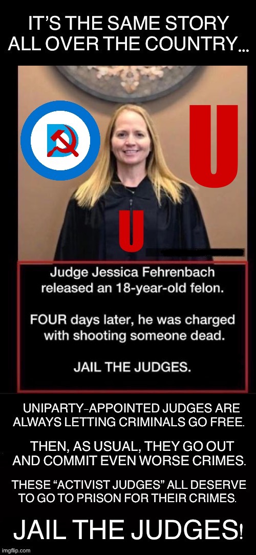 They couldn’t care less how many innocent people get hurt or killed | U | image tagged in political meme,judges,activists,letting criminals go free,uniparty,jail the judges | made w/ Imgflip meme maker