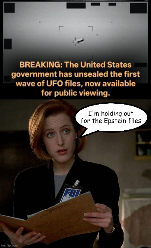 The Truth Is out There | I'm holding out for the Epstein files | image tagged in maga | made w/ Imgflip meme maker