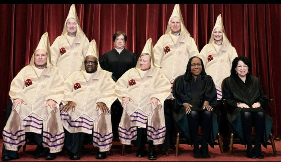 Supreme Court racist KKK Jim Crow segregation John Roberts vote Blank Meme Template