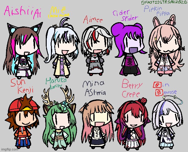 Like I've promised, Here are some V-tubers I drew in the Walfas art style | image tagged in random,drawings,fanart,walfas,vtubers | made w/ Imgflip meme maker