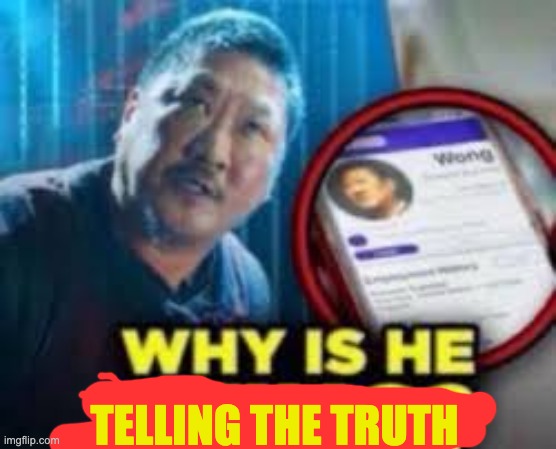 why is he lying | telling the truth | image tagged in why is he lying | made w/ Imgflip meme maker