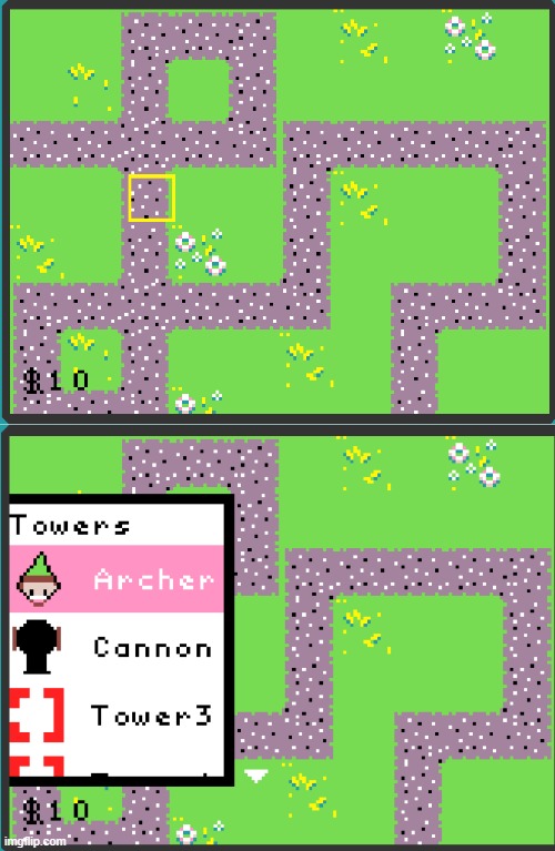 made the actual map and updated the tower select UI | made w/ Imgflip meme maker