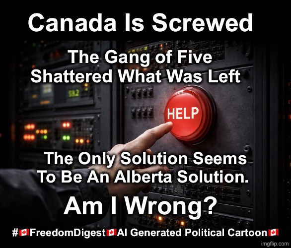 Floor Crossing Defectors | Canada Is Screwed; The Gang of Five Shattered What Was Left; The Only Solution Seems To Be An Alberta Solution. Am I Wrong? #🇨🇦FreedomDigest🇨🇦Al Generated Political Cartoon🇨🇦 | image tagged in canadian politics | made w/ Imgflip meme maker