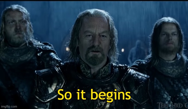 image tagged in so it begins | made w/ Imgflip meme maker