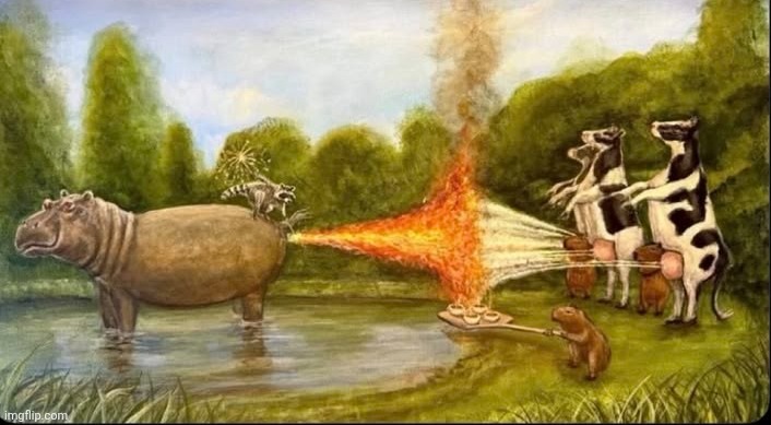 hippo fart battle | image tagged in hippo fart battle | made w/ Imgflip meme maker