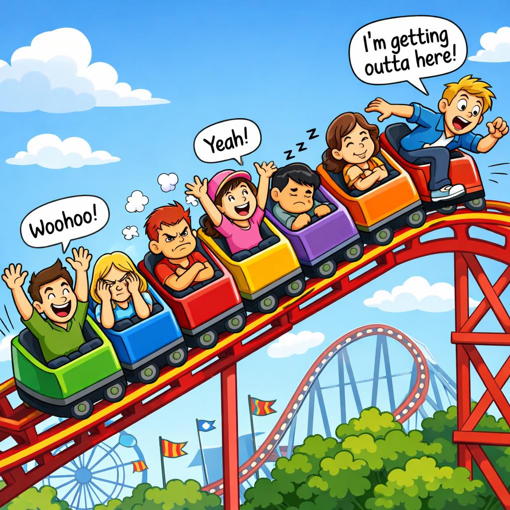 The 7 days of the week in a roller coaster. (Not in order) Blank Meme Template