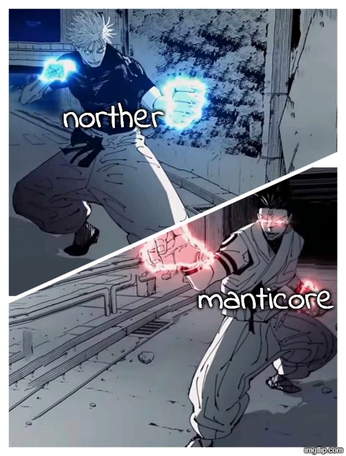strongest moderator of today vs most mod abusing moderator of history | norther; manticore | image tagged in gojo vs sukuna meme template | made w/ Imgflip meme maker