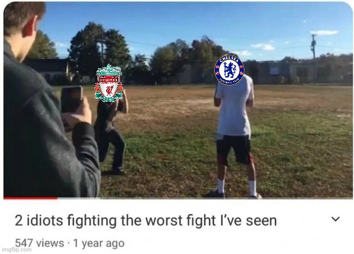 Liverpool - Chelsea 1-1 = Hong Kong 97 vs. Superman 64. | image tagged in 2 idiots fighting,liverpool,chelsea,memes,funny,premier league | made w/ Imgflip meme maker