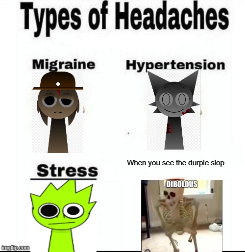Types of headaches but Sprunki | When you see the durple slop | image tagged in types of headaches meme,sprunki | made w/ Imgflip meme maker