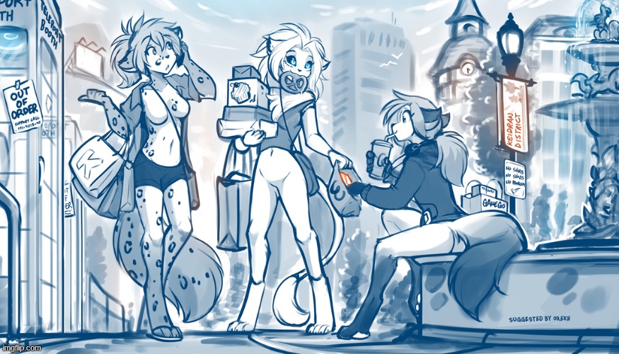 Keidran District (art by thomas fischbach) | image tagged in furry,willow,flora,kat,twokinds | made w/ Imgflip meme maker