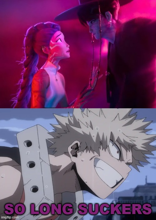 bakugo reacts to villain's defeat | so long suckers | image tagged in who reacts to villain's defeat,so long suckers,my hero academia,villains,anime,crossover | made w/ Imgflip meme maker