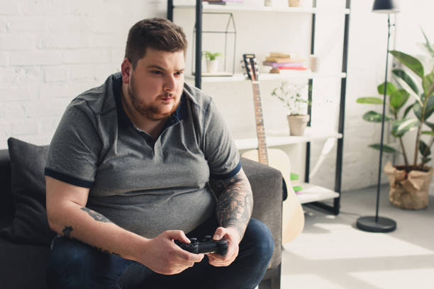 fat guy doing video games Blank Meme Template