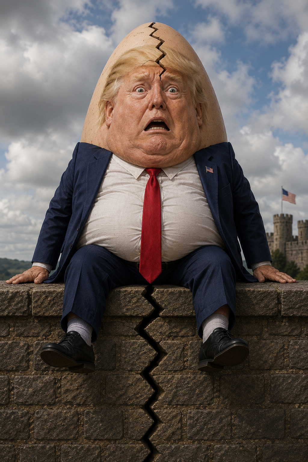 Trump as Humpty-Dumpty cracking up under pressure Blank Meme Template