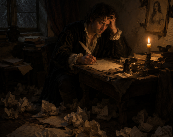 A dramatic guy writing love lett Blank Meme Template