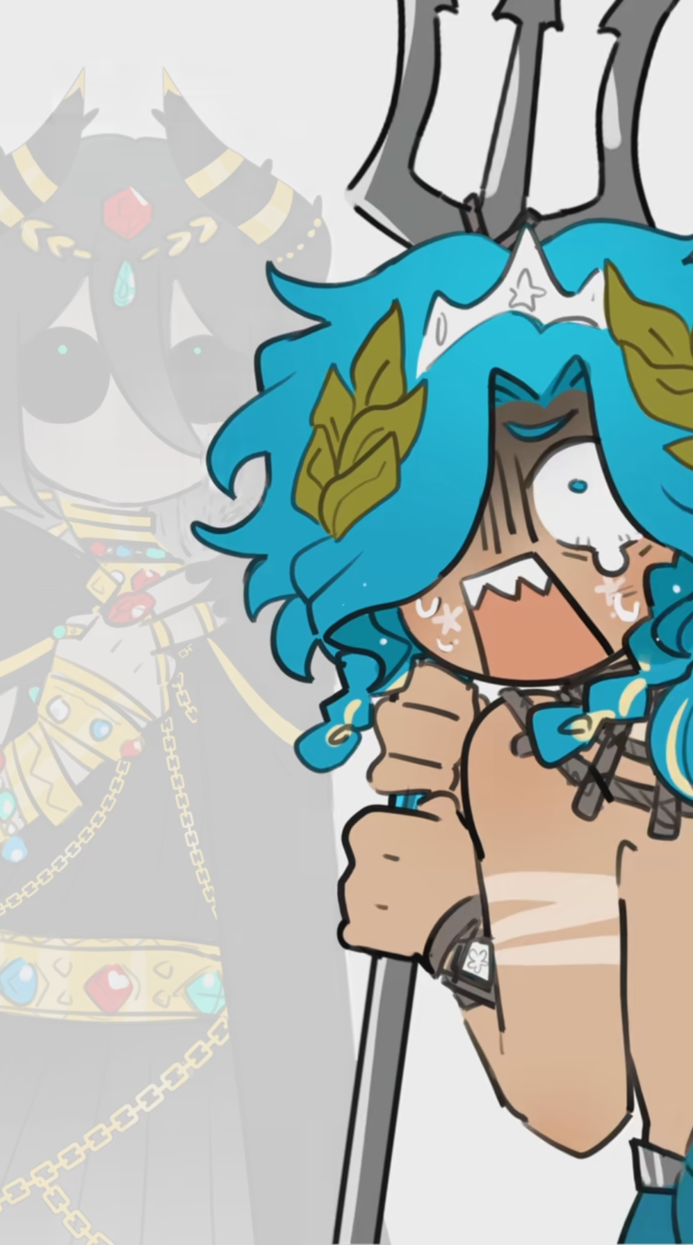 Scared Poseidon and fading hades Blank Meme Template