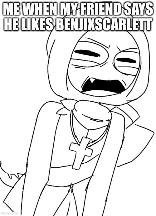 never being friends with him again | me when my friend says he likes benjixscarlett | image tagged in weirded out jevin | made w/ Imgflip meme maker
