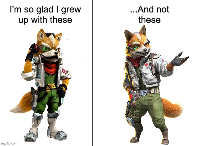 What the hell is this character design? | image tagged in i m so glad i grew up with these and not these,star fox,video games,characters,memes | made w/ Imgflip meme maker
