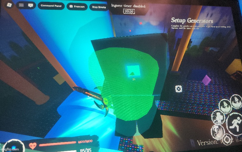 So i was messing in my private server on mobile with brimstone and somehow got up here | image tagged in forsaken,roblox meme,bug | made w/ Imgflip meme maker