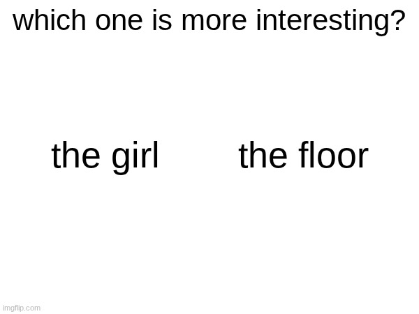 which one is more interesting? the girl        the floor | made w/ Imgflip meme maker