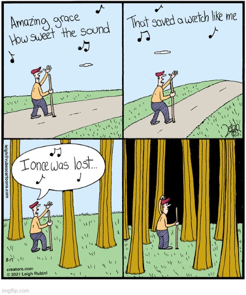 Rubes | image tagged in comics,rubes,amazing grace,how sweet the sound,wretch,lost | made w/ Imgflip meme maker