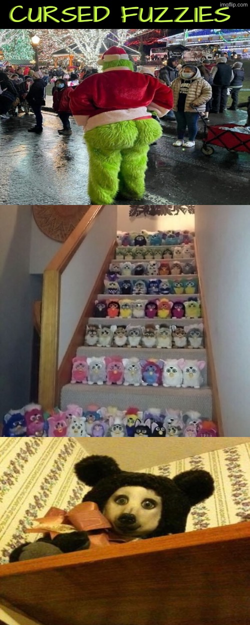 Cursed Fuzzies | Cursed fuzzies | image tagged in cursed images,fuzzy,stuffed animal,mascot,unsee juice,drink bleach | made w/ Imgflip meme maker
