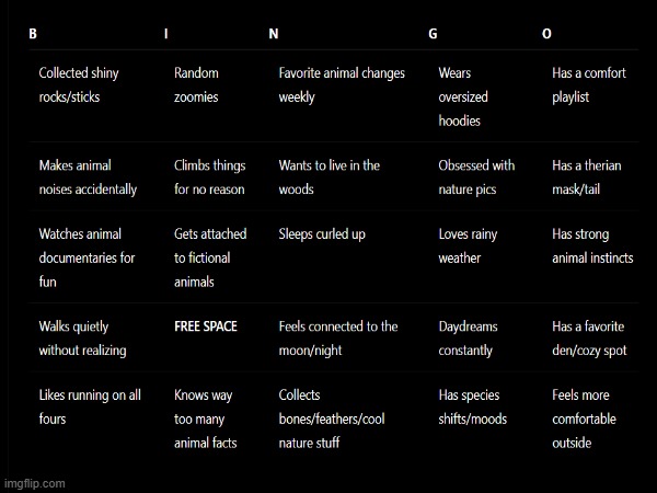 Therian Bingo | made w/ Imgflip meme maker