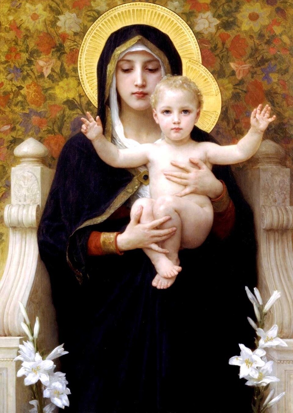 The Madonna of the Lilies, William-Adolphe Bouguereau 1899 | image tagged in happy mother's day,for kate | made w/ Imgflip meme maker
