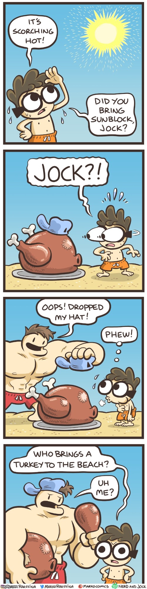 image tagged in nerd,jock,beach,turkey,hat,lol | made w/ Imgflip meme maker