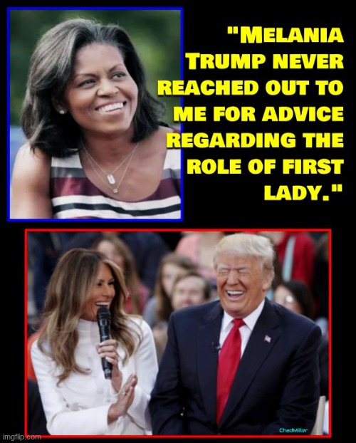 Go figure | image tagged in melania trump,donald trump,michelle obama,barack obama,politics,political | made w/ Imgflip meme maker