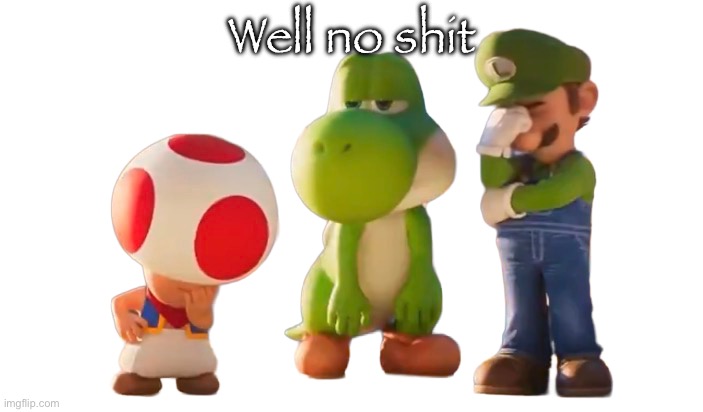 Toad Luigi and Yoshi reaction image | Well no ? | image tagged in toad luigi and yoshi reaction image | made w/ Imgflip meme maker