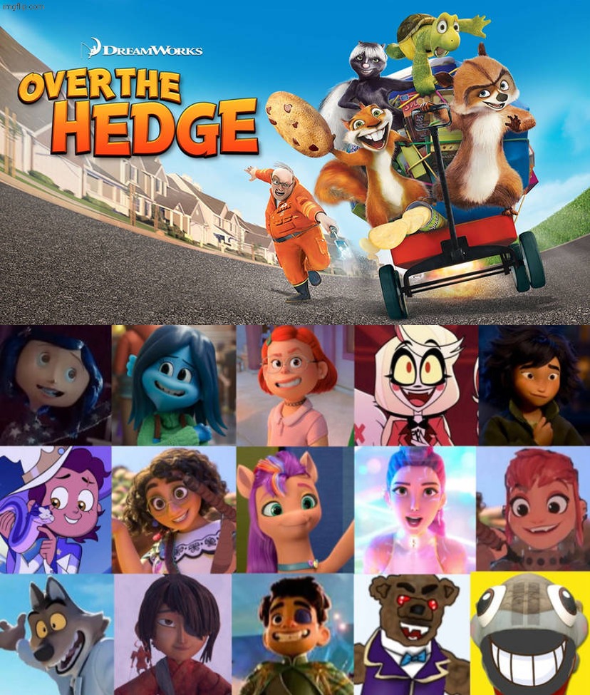 Everyone Loves Over The Hedge (2006) | image tagged in who loves over the hedge,deviantart,hoppers,elio,over the hedge,turning red | made w/ Imgflip meme maker