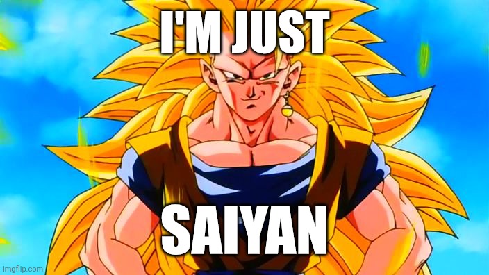 Super Saiyan 3 Goku | I'm just Saiyan | image tagged in super saiyan 3 goku | made w/ Imgflip meme maker