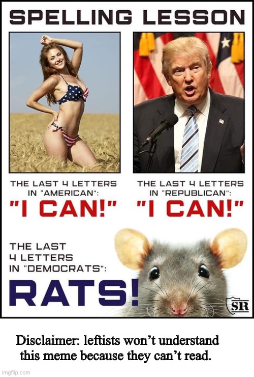 I wrote the disclaimer below | Disclaimer: leftists won’t understand this meme because they can’t read. | image tagged in lol,repost,political | made w/ Imgflip meme maker
