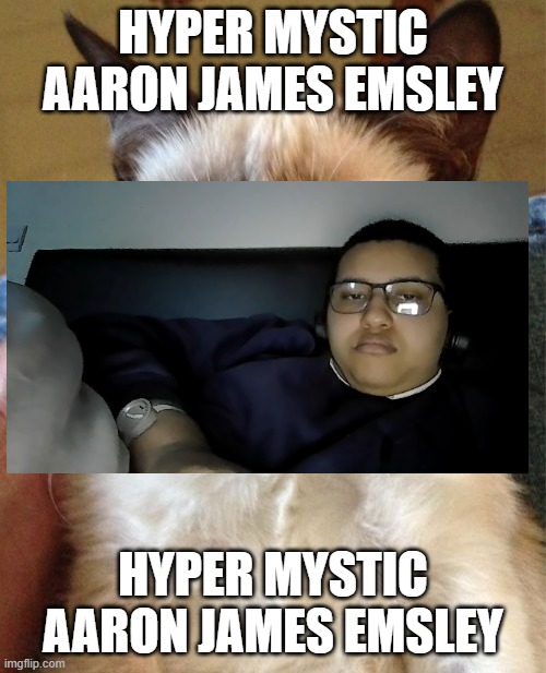 Grumpy Cat Meme | hyper mystic aaron james emsley; hyper mystic aaron james emsley | image tagged in memes,grumpy cat | made w/ Imgflip meme maker
