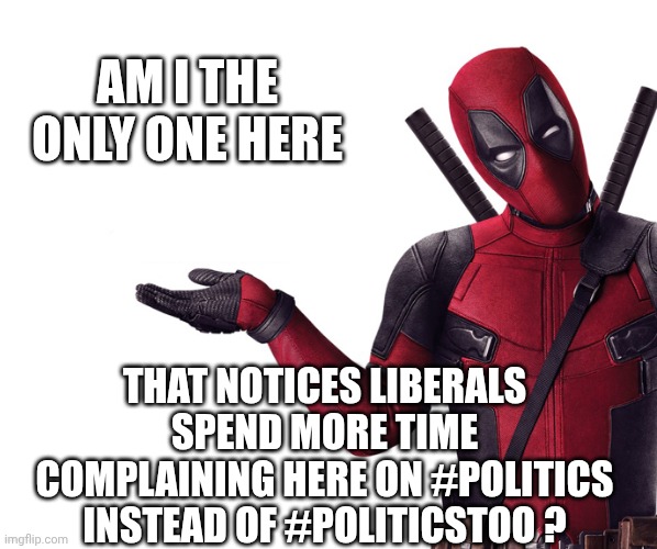 Go to your Own Room | Am I the only one here; That notices liberals spend more time complaining here on #politics
Instead of #PoliticsToo ? | image tagged in deadpool head tilt squint funny look question,leftists,liberals,college liberal,democratic socialism | made w/ Imgflip meme maker
