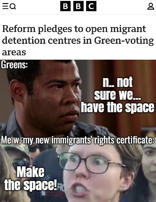 image tagged in triggered liberal,sweating bullets,immigrants,uk,politics | made w/ Imgflip meme maker